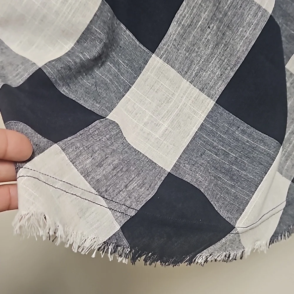 THML Checkered embroidered fringe sleeves dress women's size Medium - Picture 6 of 12